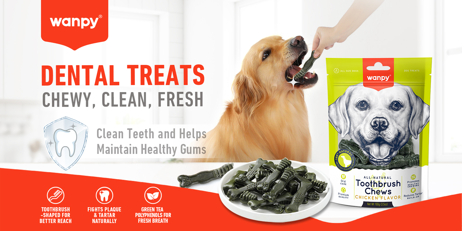 Toothbrush Chews (Beef Flavor) for Dogs | Wanpy