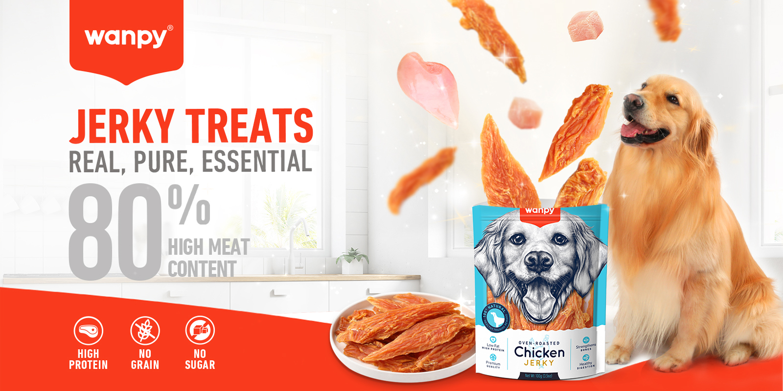 Chicken Jerky Treats for Dogs | Wanpy